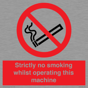 PS14: strictly no smoking whilst operating this machine - safety sign