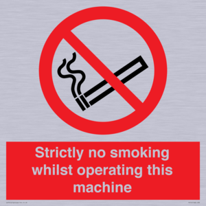 PS14: strictly no smoking whilst operating this machine - safety sign