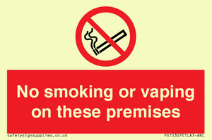 PS15307: No smoking or vaping on these premises