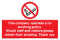 PS16: This company operates a no smoking policy. Would staff and visitors please refrain from smoking