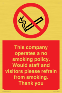 PS16: This company operates a no smoking policy. Would staff and visitors please refrain from smoking