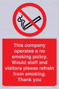 PS16: This company operates a no smoking policy. Would staff and visitors please refrain from smoking