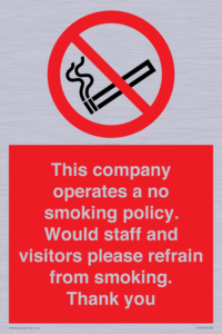 PS16: This company operates a no smoking policy. Would staff and visitors please refrain from smoking
