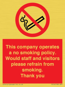 PS16: This company operates a no smoking policy. Would staff and visitors please refrain from smoking