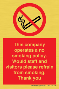 PS16: This company operates a no smoking policy. Would staff and visitors please refrain from smoking