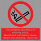 PS16: This company operates a no smoking policy. Would staff and visitors please refrain from smoking
