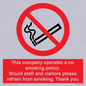 PS16: This company operates a no smoking policy. Would staff and visitors please refrain from smoking