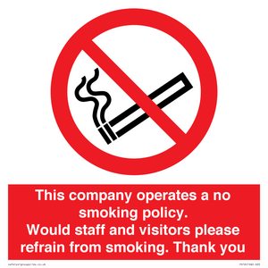 PS16: This company operates a no smoking policy. Would staff and visitors please refrain from smoking