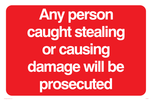 PU5426: Any person caught stealing warning