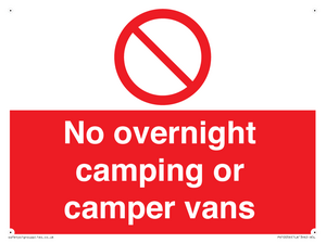 PV10056: No overnight camping or camper vans