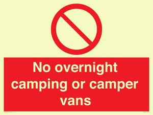 PV10056: No overnight camping or camper vans
