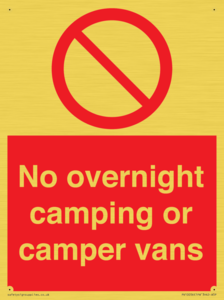 PV10056: No overnight camping or camper vans