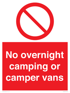 PV10056: No overnight camping or camper vans