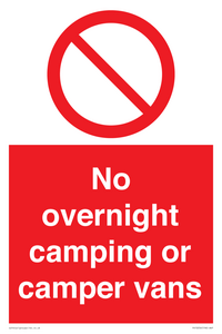 PV10056: No overnight camping or camper vans