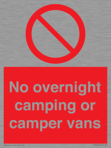 PV10056: No overnight camping or camper vans