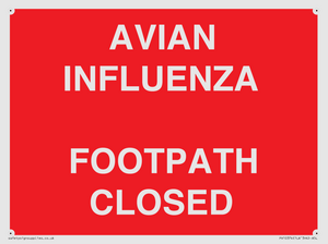 PV10374: AVIAN INFLUENZA FOOTPATH CLOSED