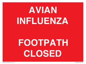 PV10374: AVIAN INFLUENZA FOOTPATH CLOSED