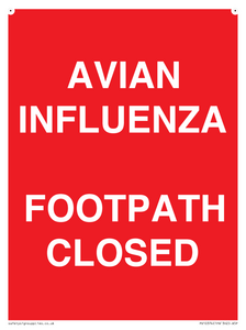 PV10374: AVIAN INFLUENZA FOOTPATH CLOSED