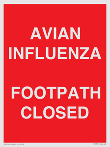 PV10374: AVIAN INFLUENZA FOOTPATH CLOSED