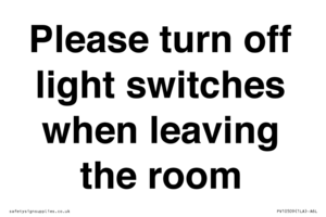 PV10509: Please turn off light switches when leaving the room