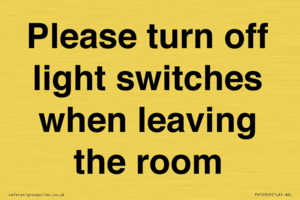 PV10509: Please turn off light switches when leaving the room