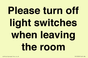 PV10509: Please turn off light switches when leaving the room