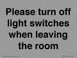 PV10509: Please turn off light switches when leaving the room