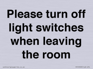 PV10509: Please turn off light switches when leaving the room