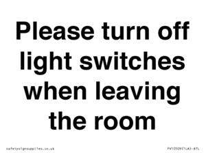 PV10509: Please turn off light switches when leaving the room