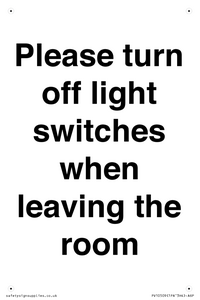 PV10509: Please turn off light switches when leaving the room