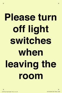 PV10509: Please turn off light switches when leaving the room
