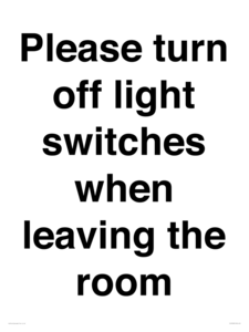 PV10509: Please turn off light switches when leaving the room