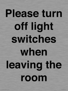 PV10509: Please turn off light switches when leaving the room