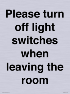 PV10509: Please turn off light switches when leaving the room