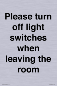 PV10509: Please turn off light switches when leaving the room