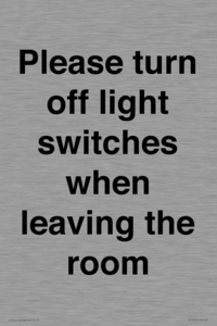PV10509: Please turn off light switches when leaving the room