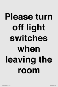 PV10509: Please turn off light switches when leaving the room