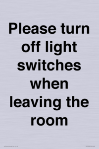 PV10509: Please turn off light switches when leaving the room