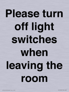 PV10509: Please turn off light switches when leaving the room