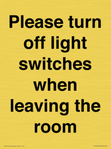 PV10509: Please turn off light switches when leaving the room