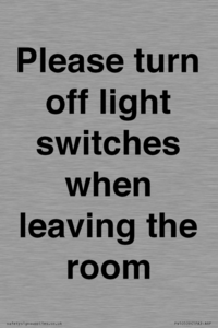 PV10509: Please turn off light switches when leaving the room