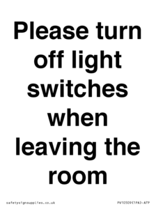 PV10509: Please turn off light switches when leaving the room