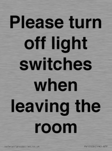 PV10509: Please turn off light switches when leaving the room