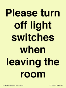 PV10509: Please turn off light switches when leaving the room