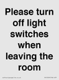 PV10509: Please turn off light switches when leaving the room