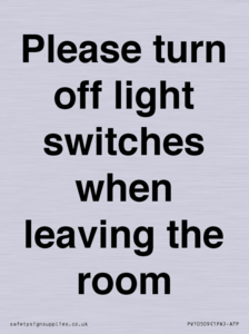 PV10509: Please turn off light switches when leaving the room