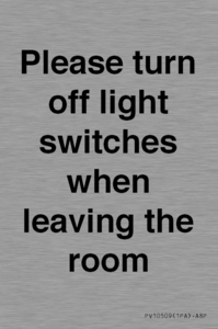 PV10509: Please turn off light switches when leaving the room