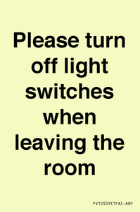 PV10509: Please turn off light switches when leaving the room