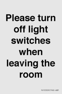 PV10509: Please turn off light switches when leaving the room