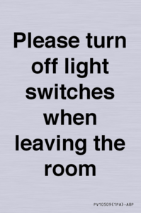 PV10509: Please turn off light switches when leaving the room